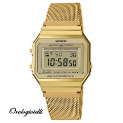 Casio Vintage da uomo donna slim piatto digitale maglia milano oro led crono alarm