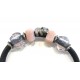 bracciale donna pelle argento 925 vintage quarzo rosa orso panda fatto a mano