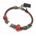 bracciale donna pelle argento 925 vintage quarzo rosa orso panda fatto a mano