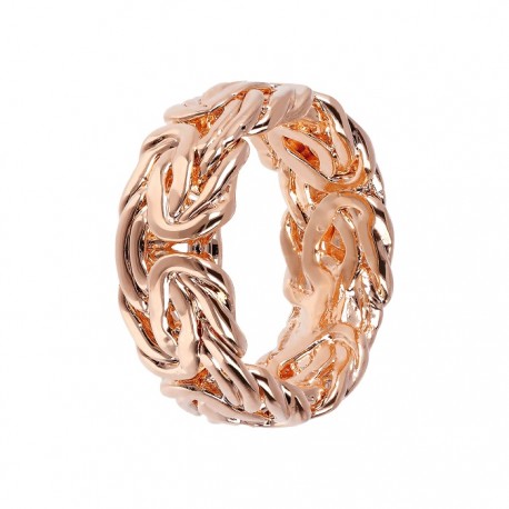 Anello Etrusca fascia da donna bronzo placcato oro rosa18 kt bizantina mis 14