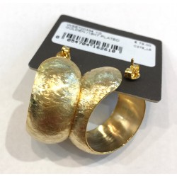 Orecchini  donna Etrusca gioielli bronzo placcati oro 18 kt cerchi lastra 13 mm