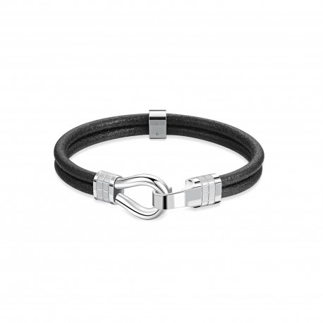 bracciale Brosway da uomo acciaio inox doppio cavo pelle nera