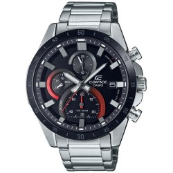 Orologio Casio edifice EFR crono data acciaio da uomo vetro zaffiro nero rosso