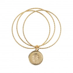 Bracciale da donna Etrusca gioielli placcato oro giallo 18 kt rolo perle e sfere