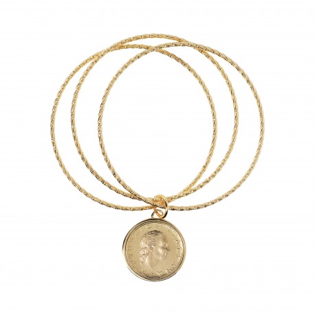 bracciale da donna Etrusca gioielli rigido schiava placcato oro 18 kt con moneta