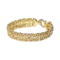 Bracciale donna Etrusca gioielli morbido maglia bizantina placcato oro 18 kt 750