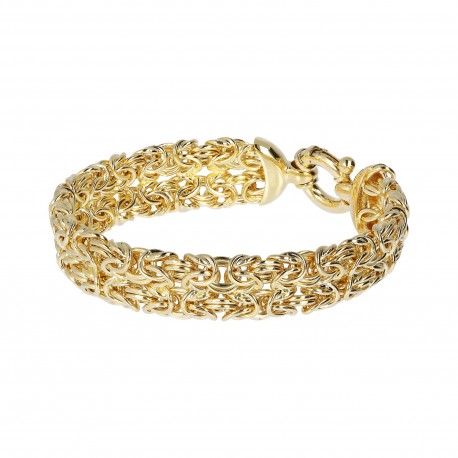 Bracciale donna Etrusca gioielli morbido maglia bizantina placcato oro 18 kt 750