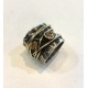 Anello fascia da donna argento 925 artigianale  con filo dorato zirconi mis. 16