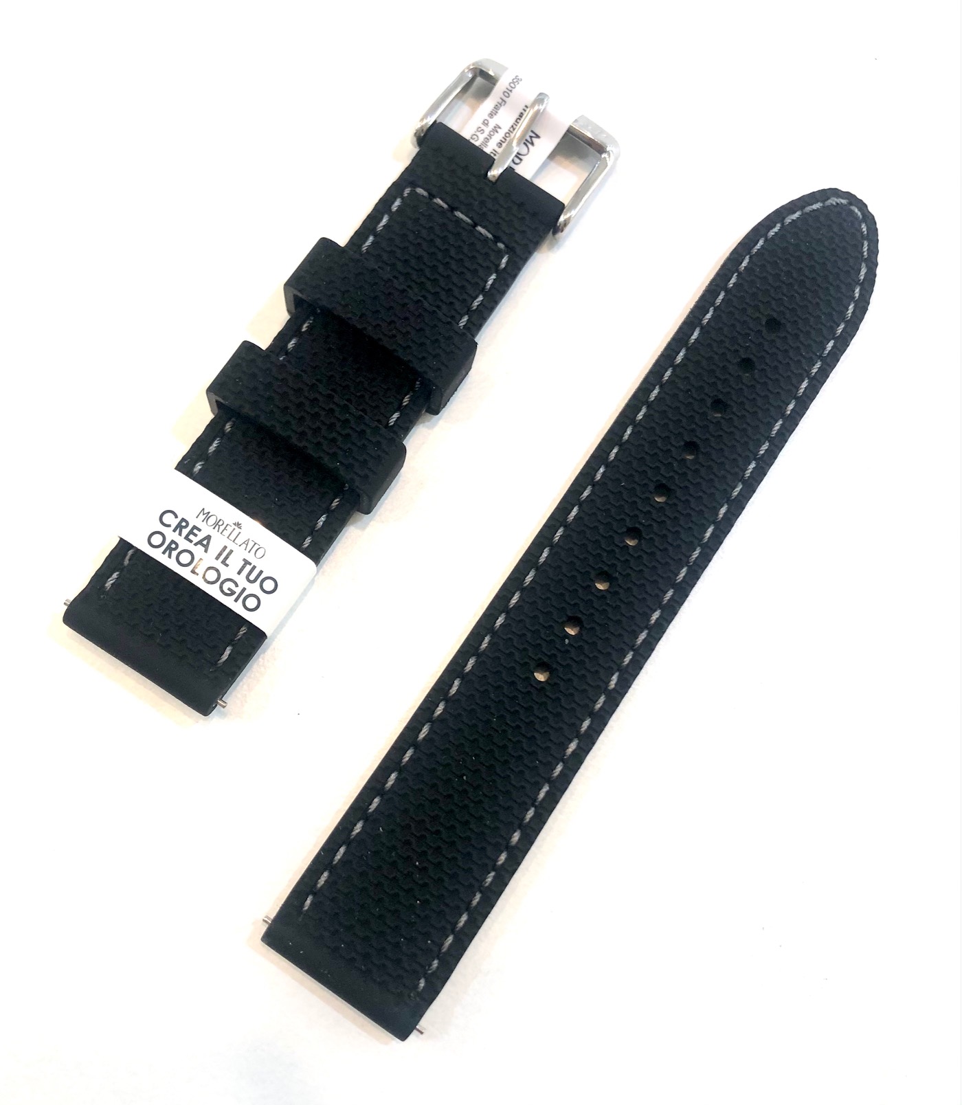 Morellato watch strap black silicone red stitching easy click 20 22 mm
