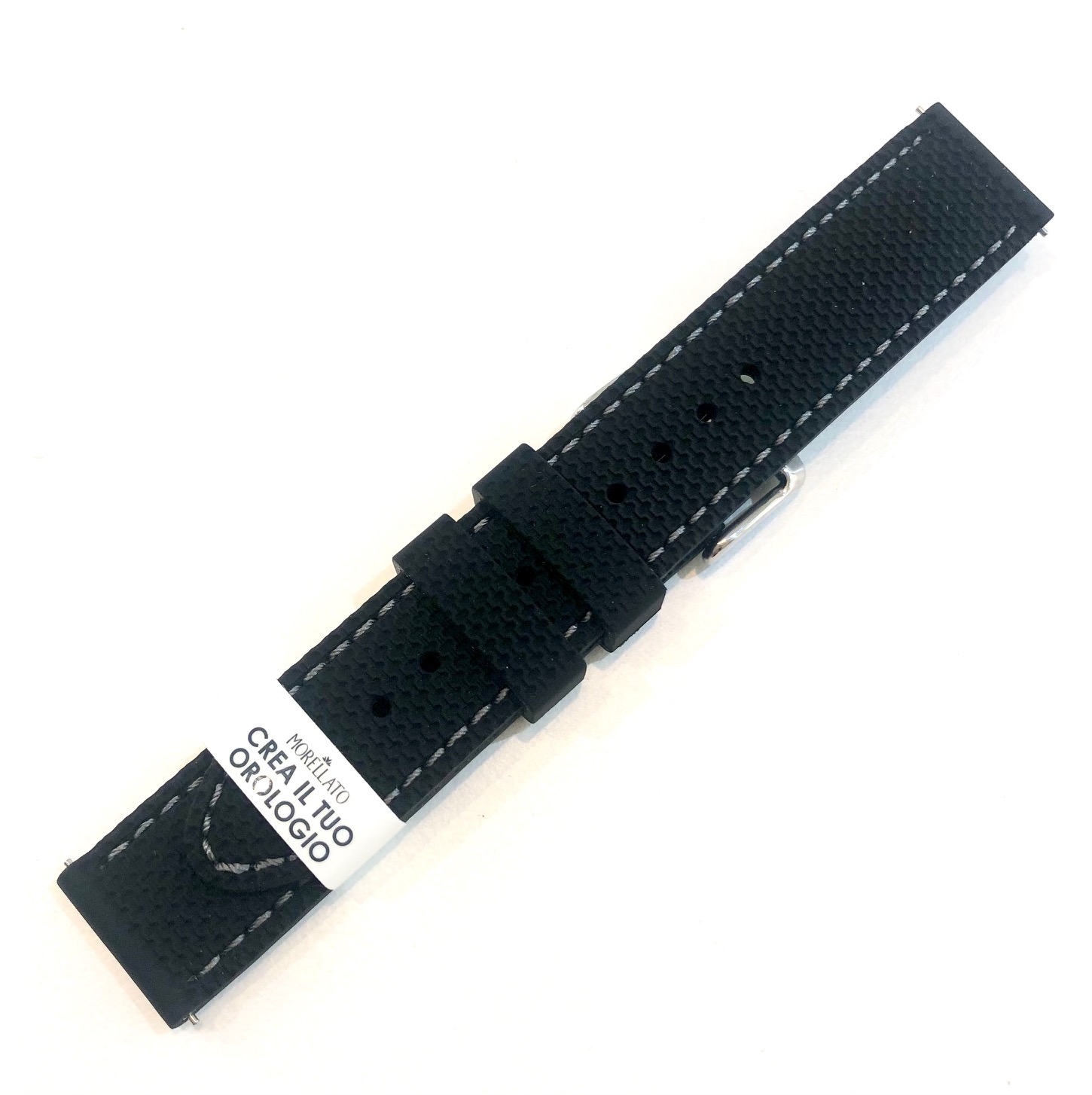 Morellato watch strap black silicone gray stitching easy click 20 22 mm