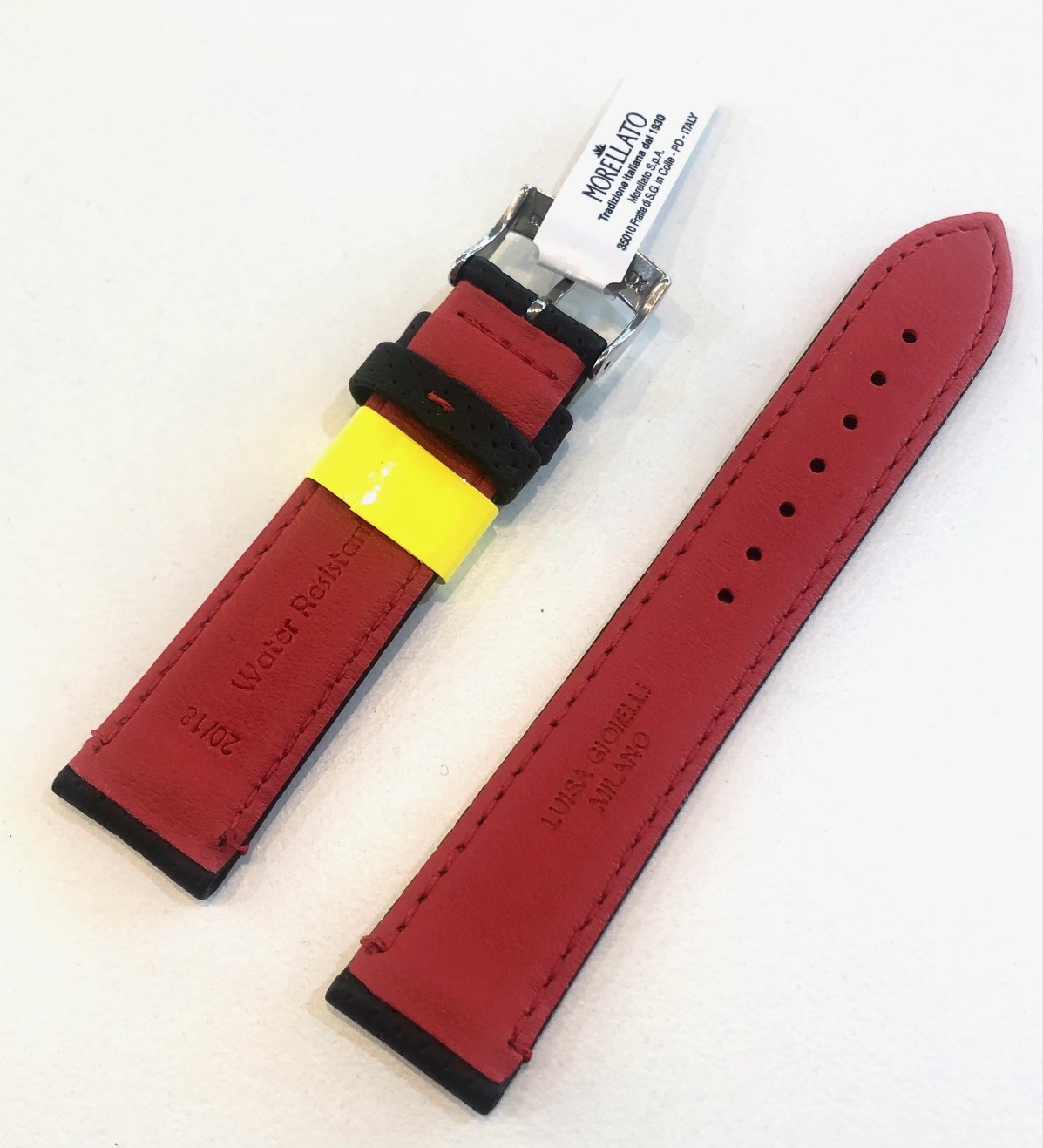 Cinturino orologio Morellato tessuto tecnico microfori cucitura rossa