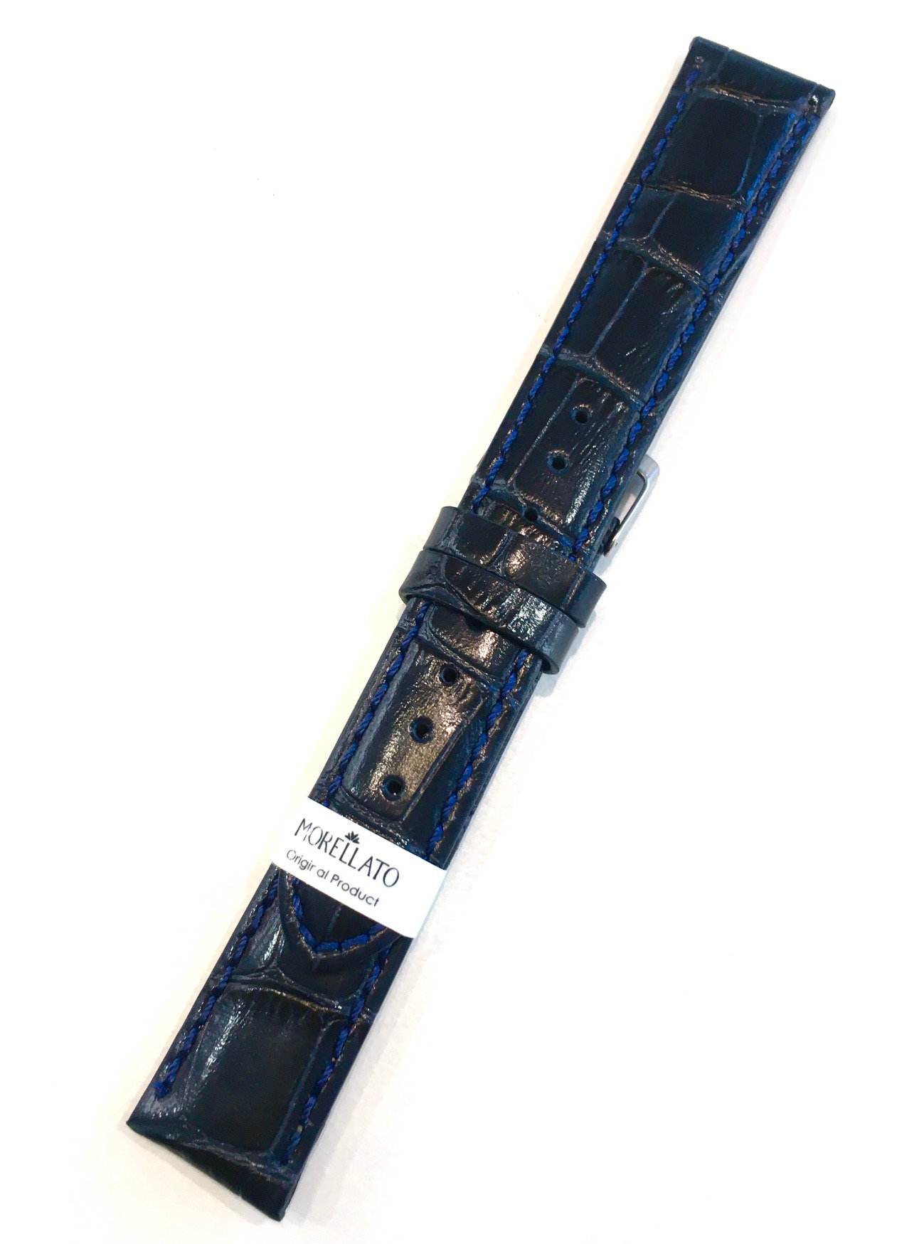 Morellato-Uhrenarmband aus blauem, gepolstertem Echtleder mit Kroko-Print